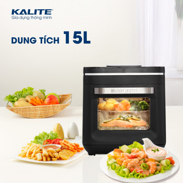 Nồi chiên hơi nước Kalite Steam X, công suất 1635W, dung tích 15L, công nghệ chiên hấp 3 trong 1, 9 chế độ lập trình sẵn, 4 chế độ điều chỉnh bằng tay, tiện lợi, bảo hành 24 tháng