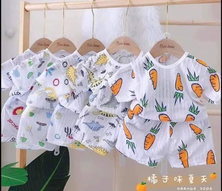 HCM - Combo 5 bộ cotton giấy cho bé trai bé gái
