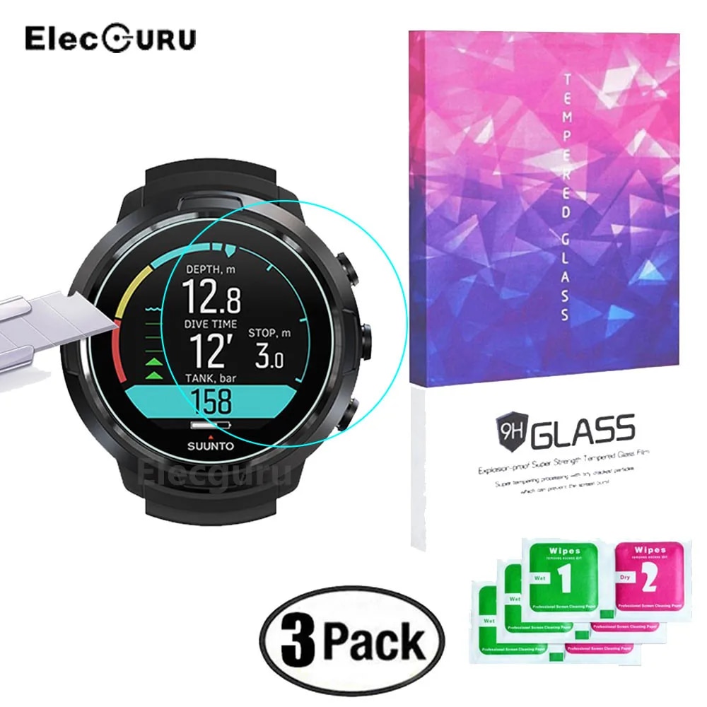 3pcs For Suunto D5 Dive Computer Smartwatch Tempered Glass Full Screen Protector Clear Anti-Scratch Anti-Shatter Protective Film