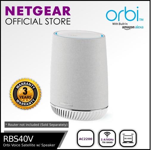 RBS40V Netgear Orbi Voice AC2200 Add-on WiFi Satellite and Smart Speaker