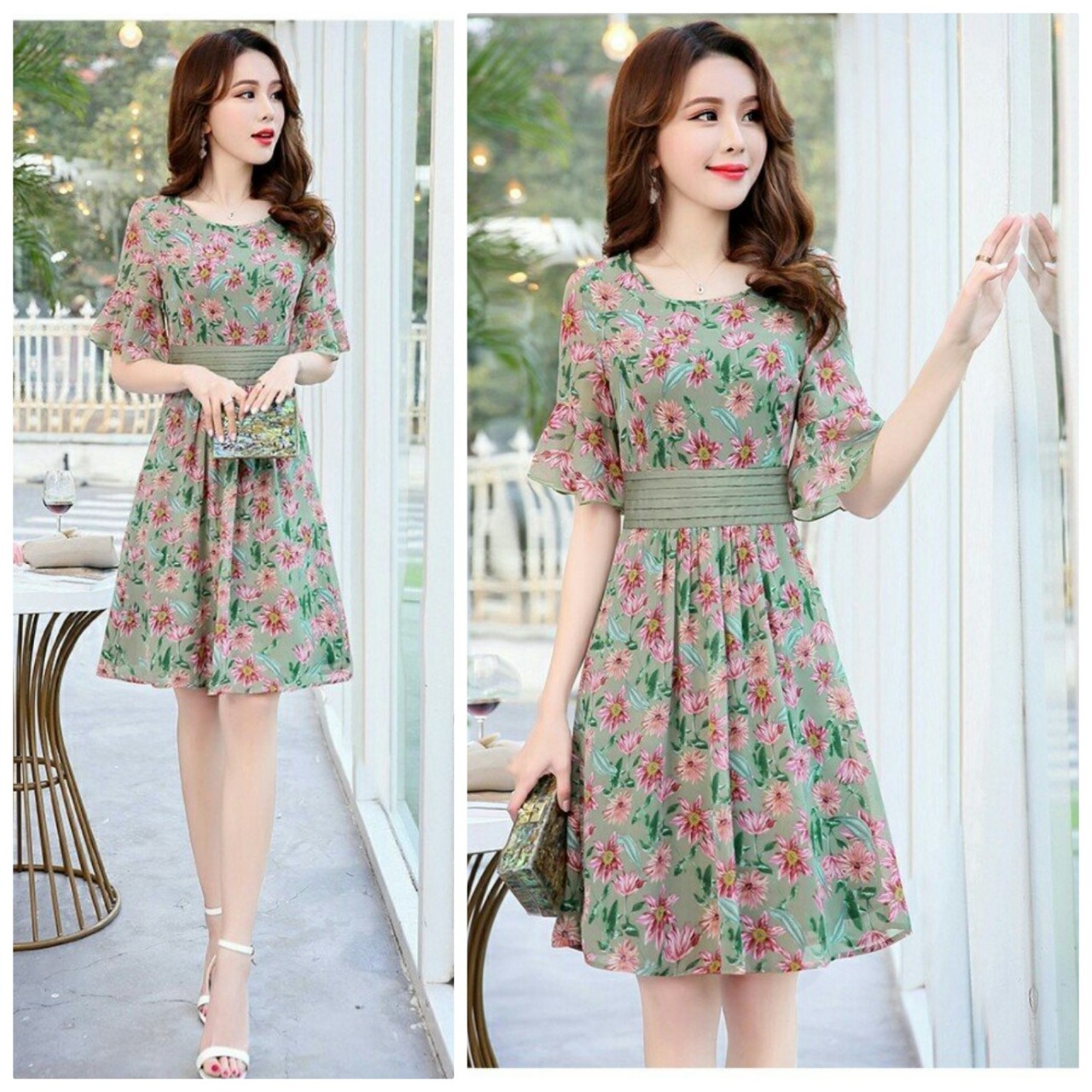 [HCM]  ĐẦM XÒE HOA ĐƠN GIẢNTHANH LỊCH BEYEU1688 - BY4336B