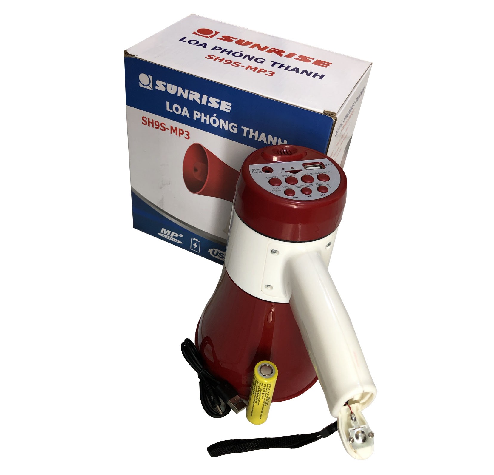 Loa phóng thanh Sunrise SH9S-MP3 pin sạc,có cổng USB,hàng chính hãng - Loa rao bán hàng,CÔNG SUẤT 35W CỰC LỚN
