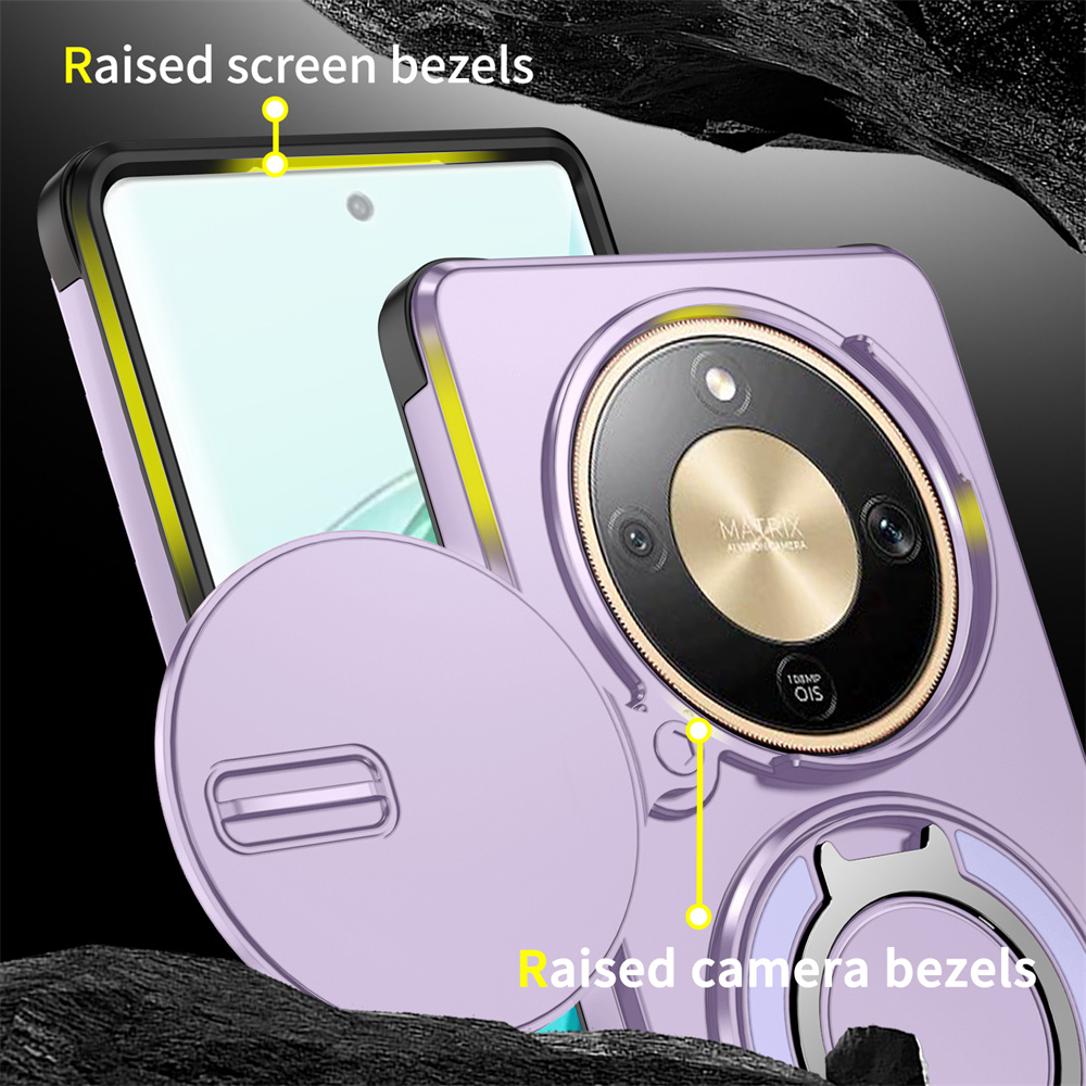 lthmy for Honor X9d 5G Casing Sliding Window Ring Phone Case Bracket Shockproof Protection Stand Holder Anti Fall Hard Back Cover.