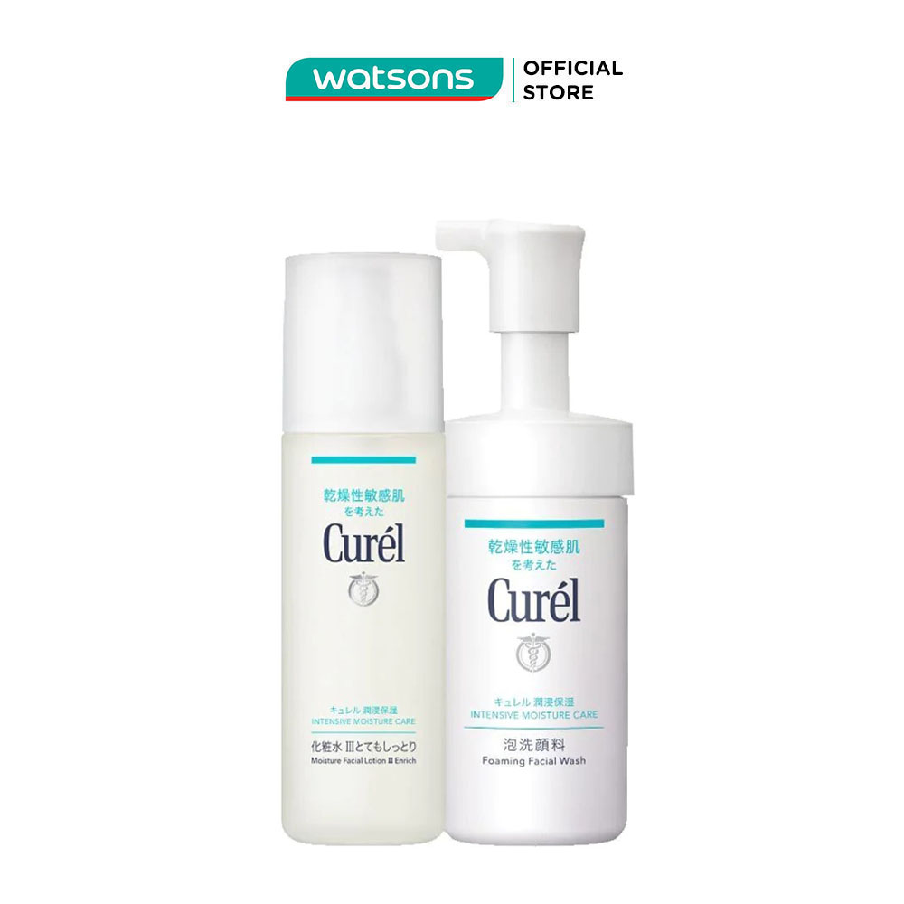 Combo Curél Chăm Sóc Da 2 Cấp Ẩm Chuyên Sâu Intensive Moisture (Lotion Dưỡng Da II 150ml Tặng Sữa Rửa Mặt Dạng Bọt 90ml)