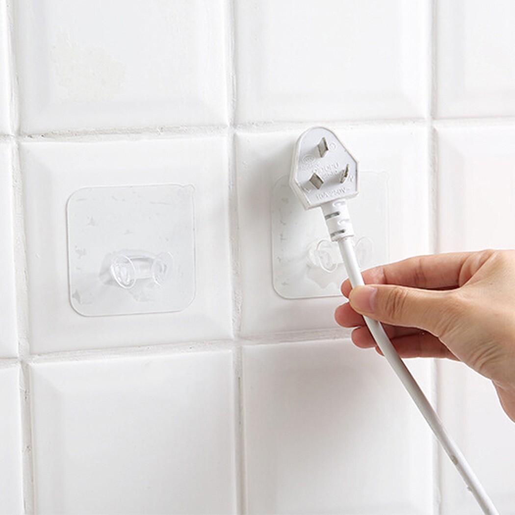 Plastic Wire plug bracket hook 6*6*2cm Storage Hook 1PCS White Punch-free