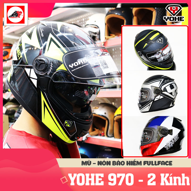 Mũ, nón bảo hiểm fullface Yohe 970 - 2 Kính