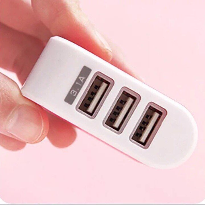 Đầu Sạc 3 Cổng USB Tiện Lợi