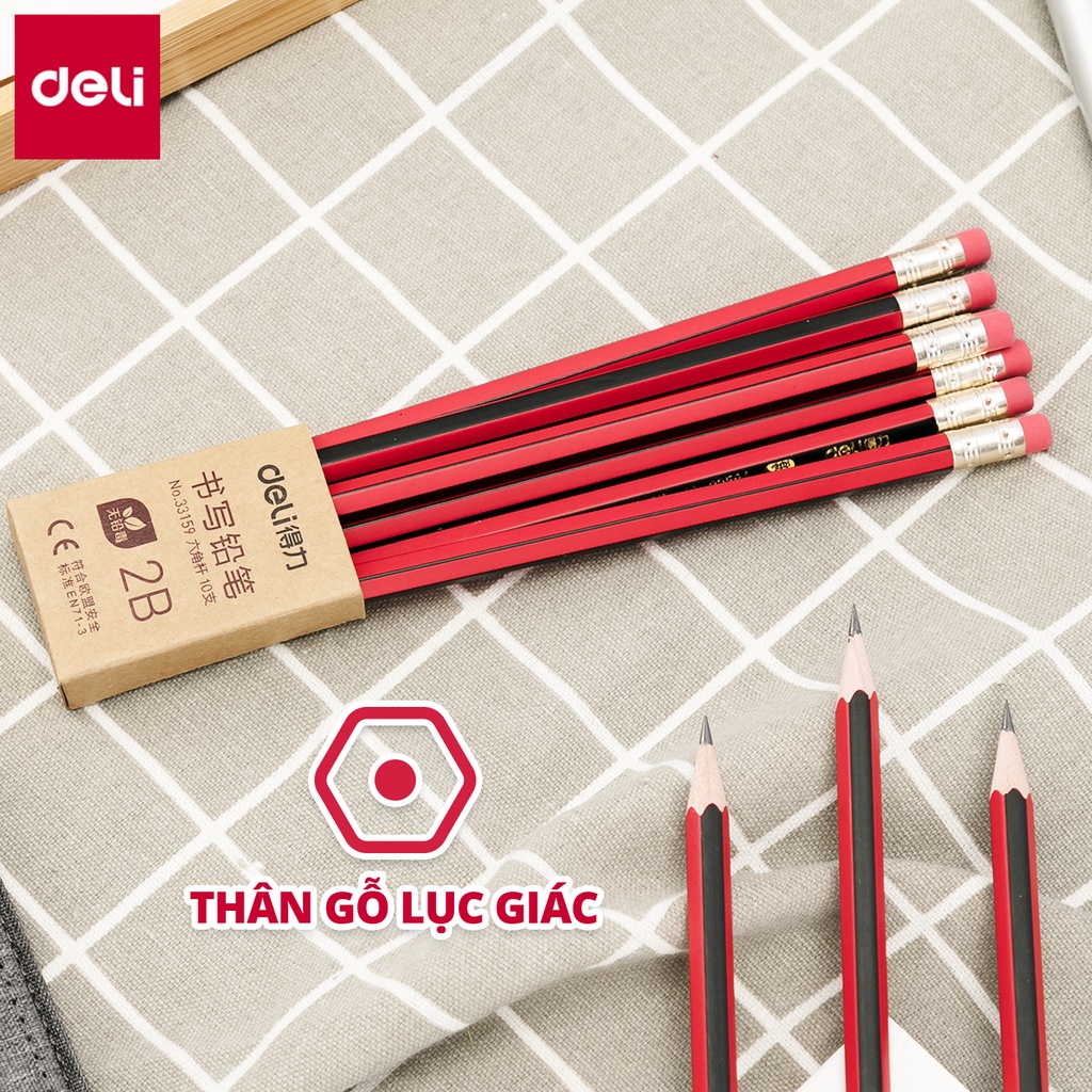 Combo 5 Chiếc Bút Chì Gỗ DELI 2B/HB - 33158/33159
