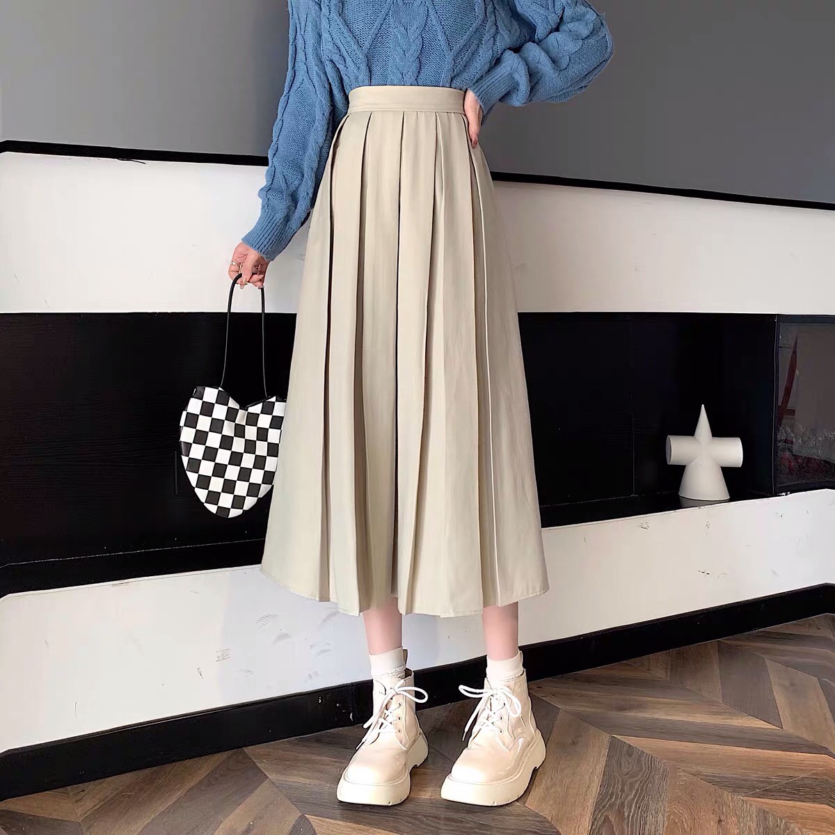 Chân váy xếp ly dáng dài Uimeecloset
