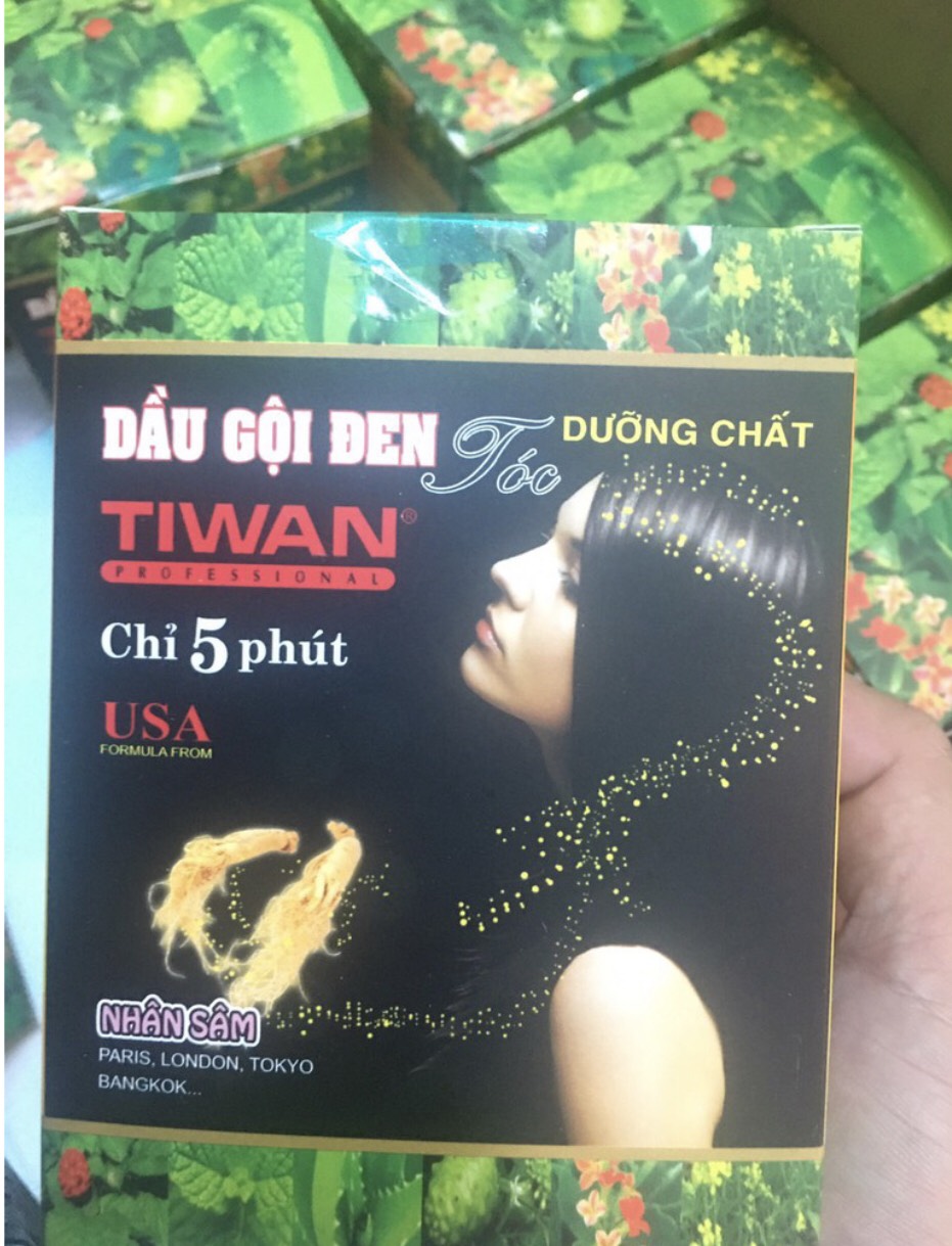 hộp dầu gội gội là đen tóc tiwan (hộp 10 gói)