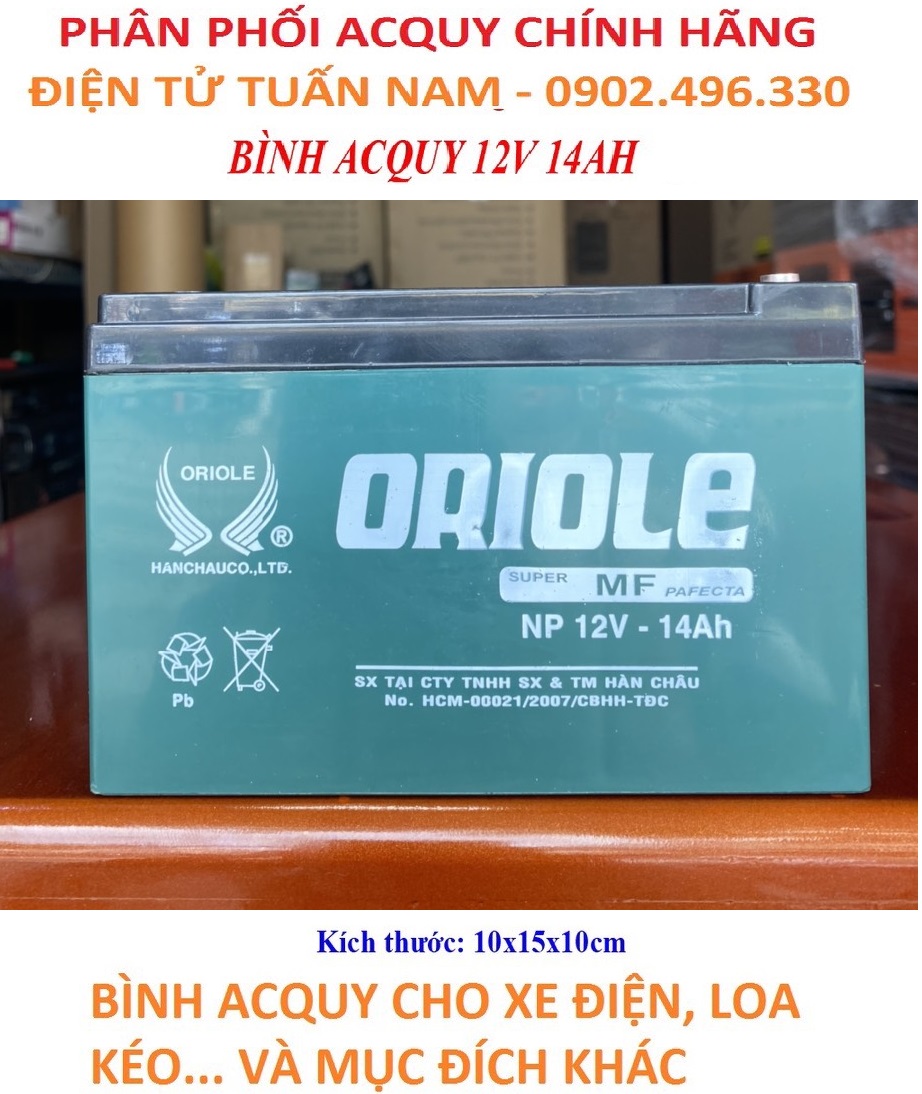 [HCM] Bình Acquy 12V-14Ah - Dùng cho xe đạp điện, loa kéo ...  và mục đích khác - Hàng chính hãng - Chuyên sỉ bình xe điện