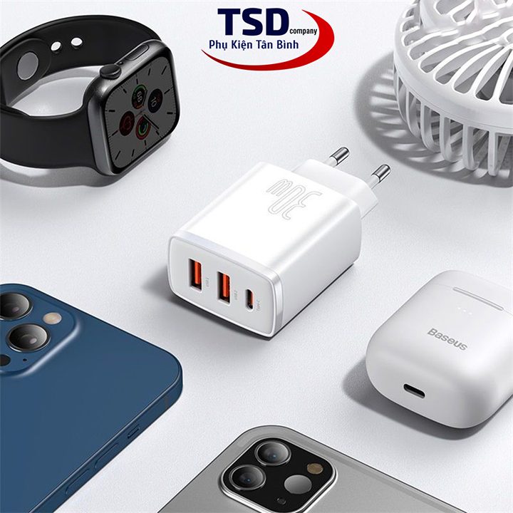 Củ Sạc Nhanh Baseus 30W Compact Quick Charger ( USB Dual Port + Type C, 30w PD / QC3.0 Multi Quick Charge Support )