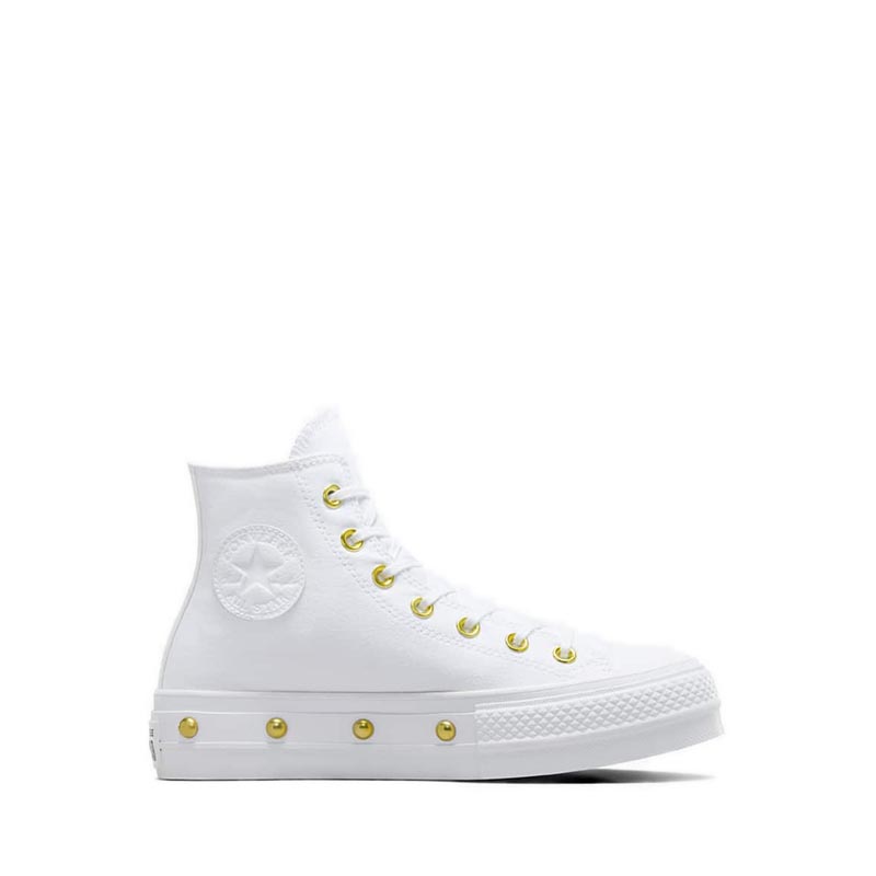 Converse CTAS Lift Platform Star Studded Women's Sneakers - White/White/Gold