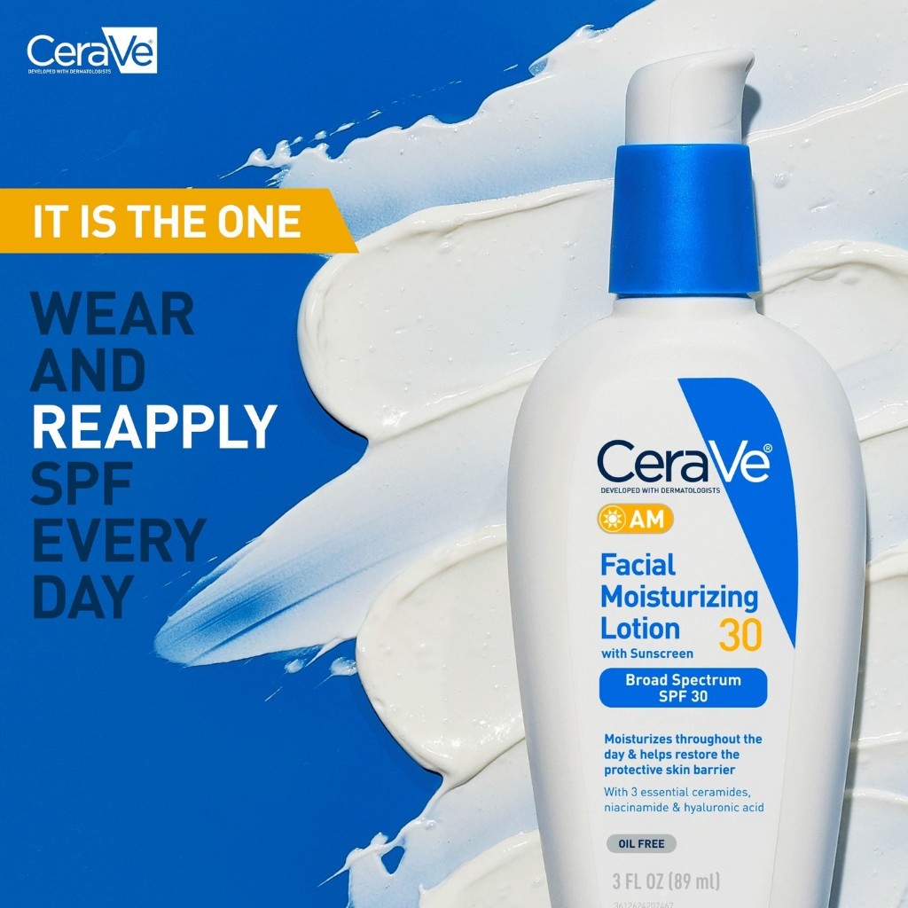 CeraVe Facial AM Moisturizing Lotion with Sunscreen SPF30 Oil-Free Face ...