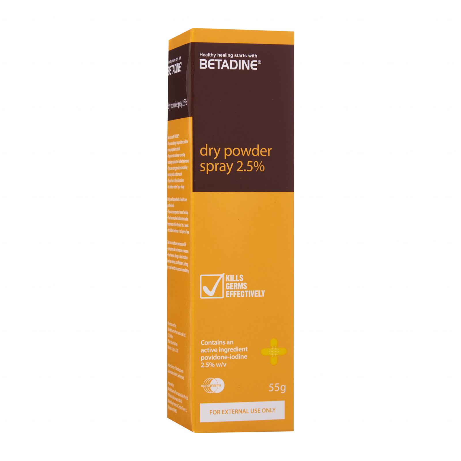Betadine PovidoneIodine (PVPI) Dry Powder Spray 2.5 Percent W/V 55G
