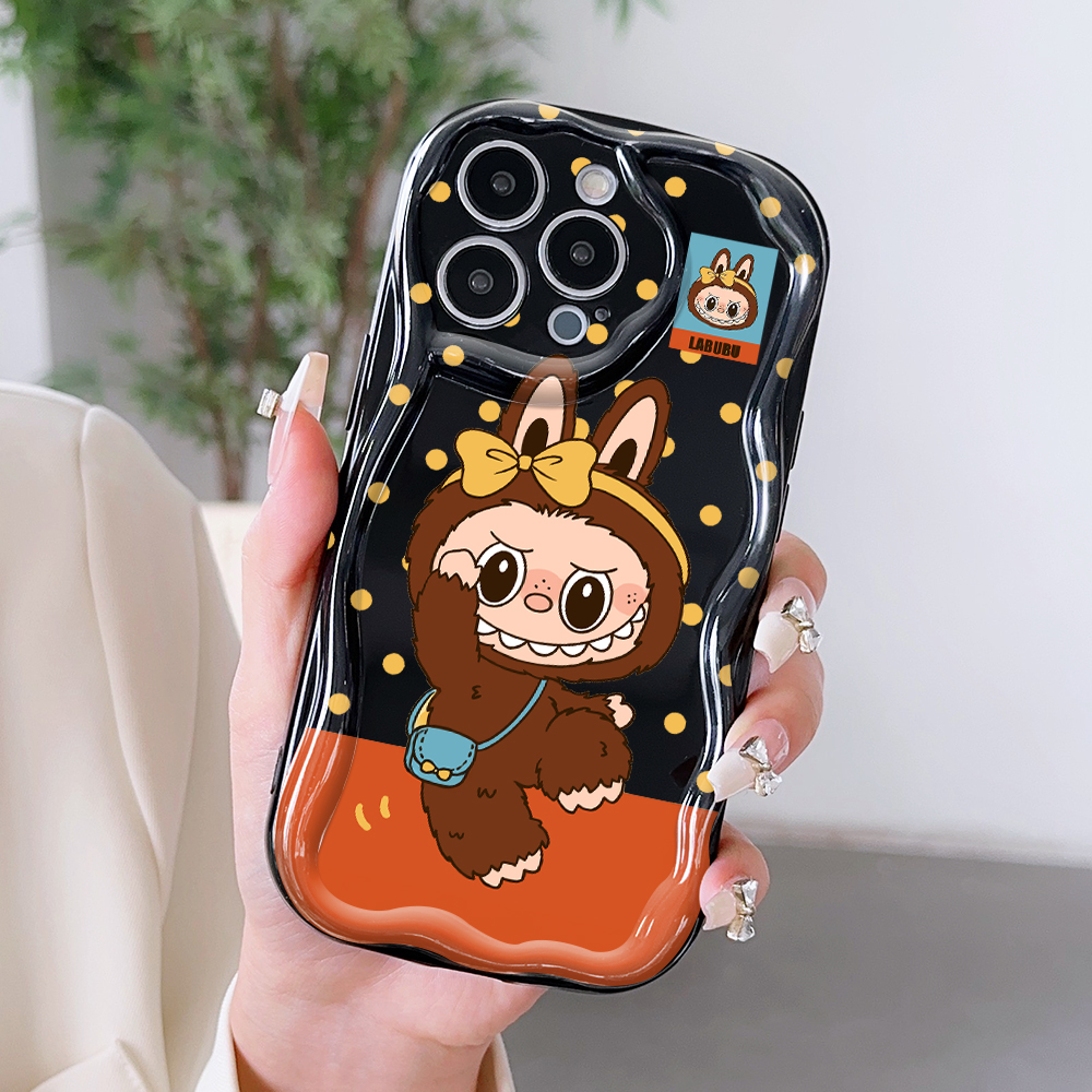 Hontinga for OPPO A3x Back Cover Cute Labubu Phone Case Texture Wavy Edge Soft Mobile Cover. 