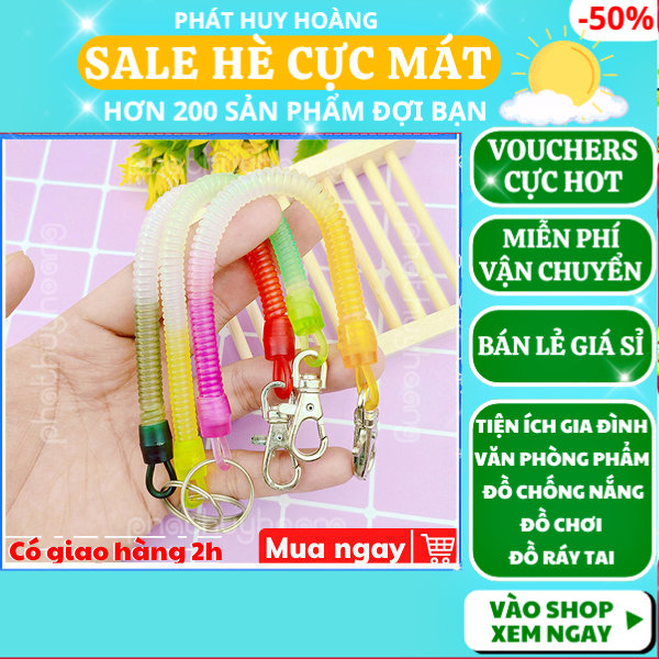 Combo 50 - 100 móc khóa dây lò xo 27 cm móc chìa khoá độc lạ, moc khoa lo xo nhieu mau, móc khóa đẹp, lò xo có móc khóa màu đẹp, móc khóa xe máy có lò xo để treo, moc khoa cute rẻ, Phát Huy Hoàng