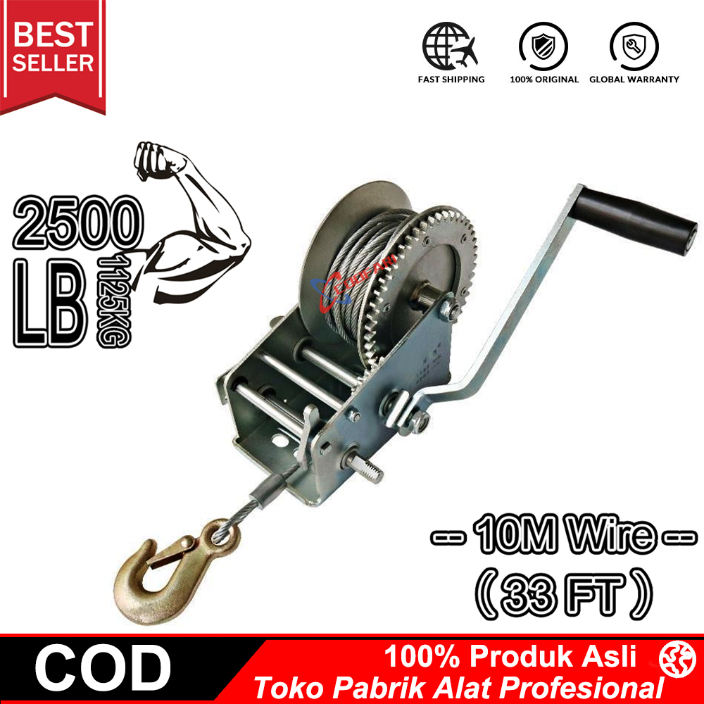 Hand Winch 1600lbs/2500lbs Perahu Truk Auto Portabel Tangan Manual ...