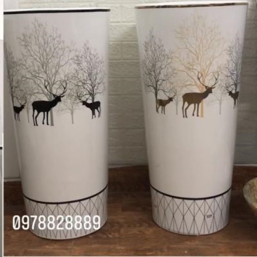 CHẬU RỬA MẶT, LAVABO CHÂN ĐỨNG, TRỤ TRÒN LIỀN KHỐI HÌNH HƯƠU NAI LỘC PHÁT GROVES GRLL0 (41x41x83)