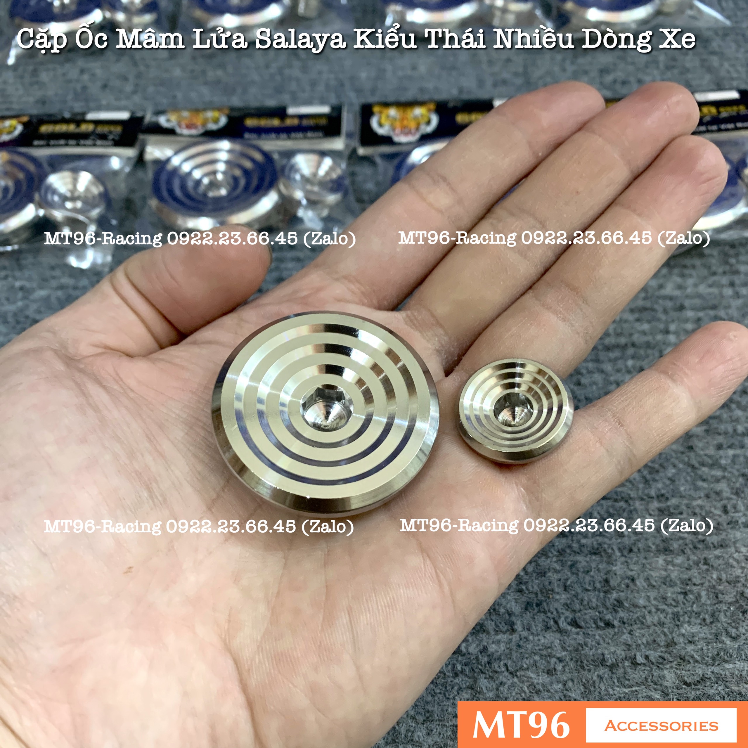 Ốc Mâm Lửa Salaya Mẫu Thái Lan V2 Và Ốc Nhớt Cho Xe Exciter 135, Sirius, Jupiter Chuẩn Inox304 Siêu Sáng