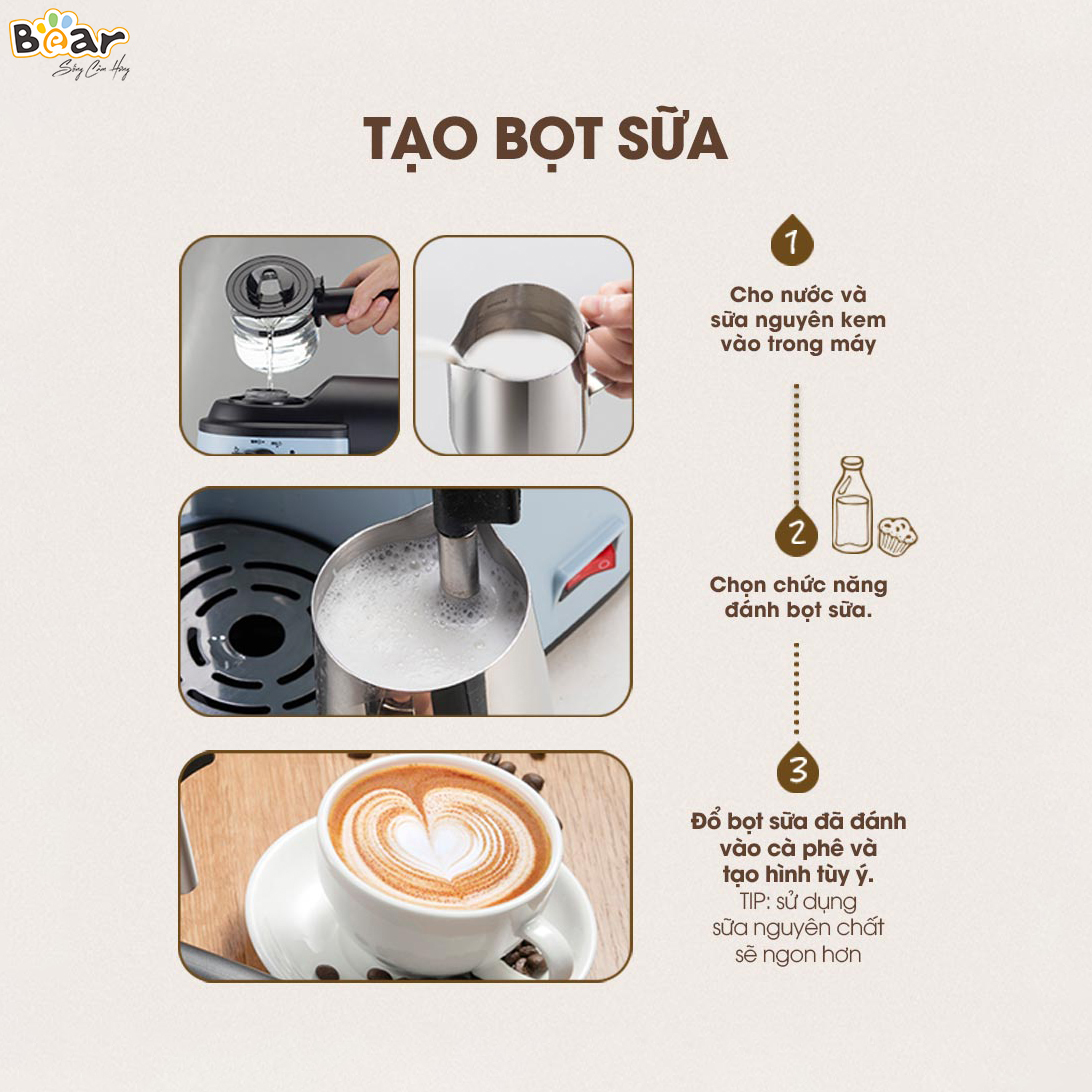 Máy Pha Cafe Bear B02V1 Tự Động Pha Cafe, Pha Espresso Phong Cách Ý Mini Pha Cà phê
