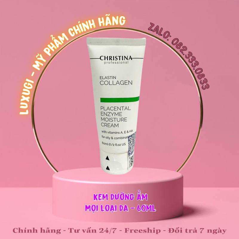 Kem dưỡng ẩm cho da hỗn hợp, da dầu christina elastin collagen placental enzyme moisture cream 60ml