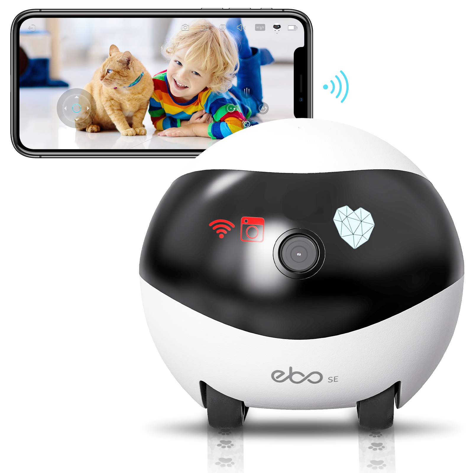 Enabot WiFi Pet Camera Monitor, Move Freely SelfCharging Robotic