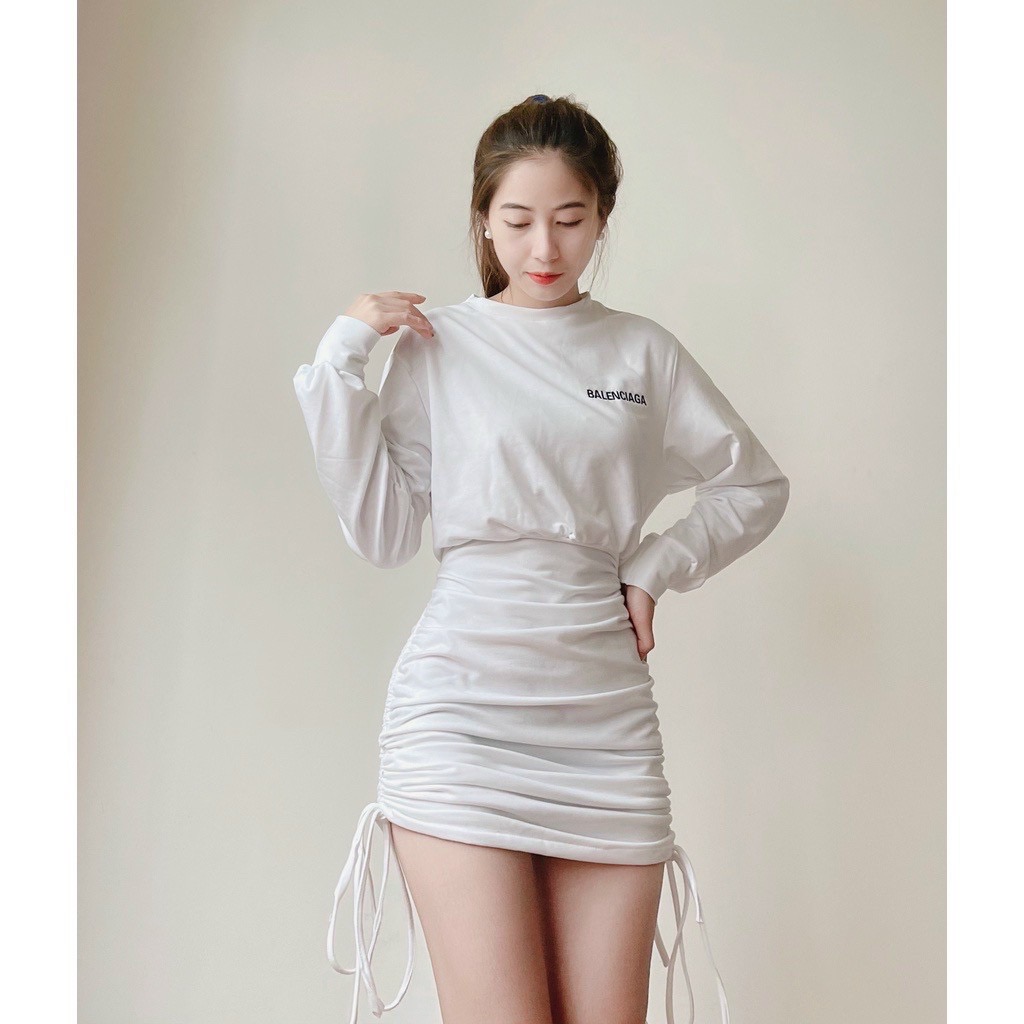 Chân Váy Rút Dây 2 Bên Dễ Thương, Thiết Kế Thời Trang, Vải Dày Mịn Mát