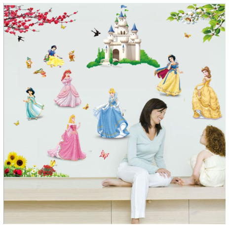 Decal trang trí tường - Các cô Công Chúa duyên dáng đáng yêu