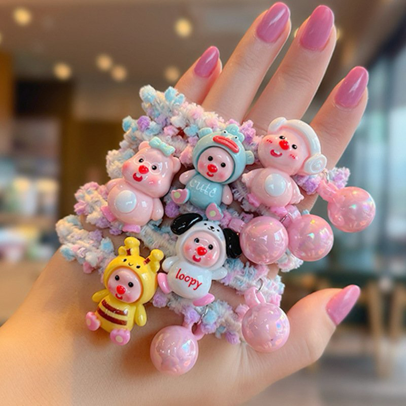 Chun Nhún Buộc Tóc Gắn Charm Capybara/Loopy/Thỏ Cute