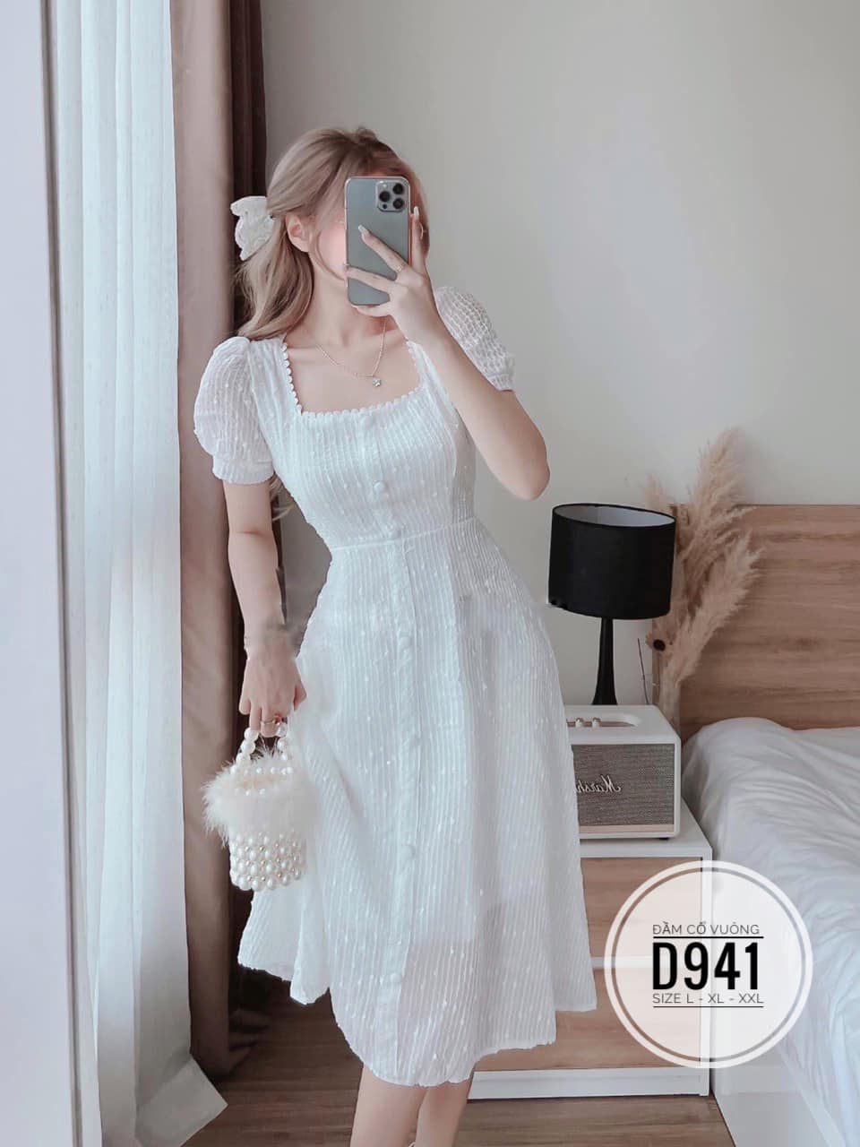 ĐẦM BIGSIZE TAY NGẮN PHỐI NÚT DỰ TIỆC,ĐI CƯỚI (L-2XL)