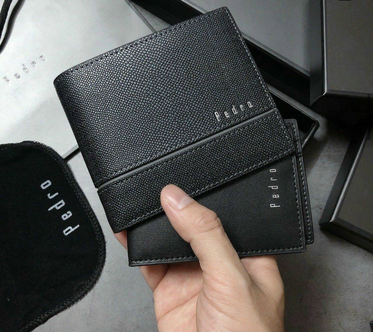 Ví nam bút móc khóa  full box túi giấy