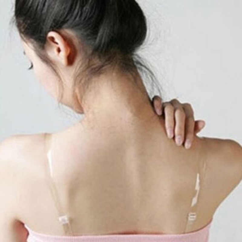 【Aoligi Toy Store】 1Pair Invisible Bra Strap Elastic Shoulder Belt Transparent Non-Slip Plastic 1cm