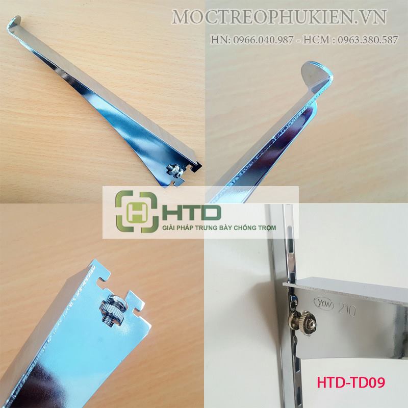 Tay đỡ kệ kính cài thanh ray HTD-TD09