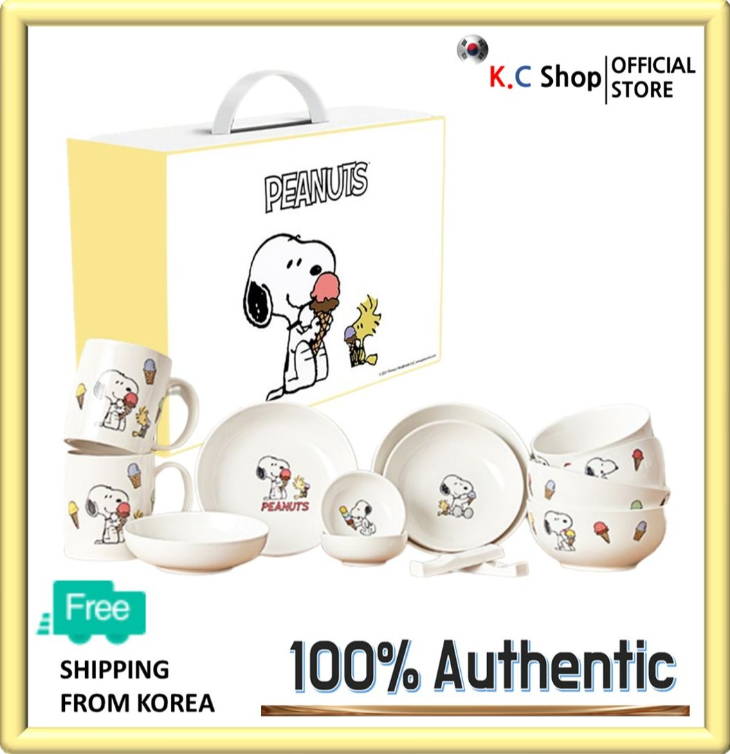 Corelle x PEANUTS Dinnerware Set 14p Ice-Cream Edition / Corelle Snoopy ...