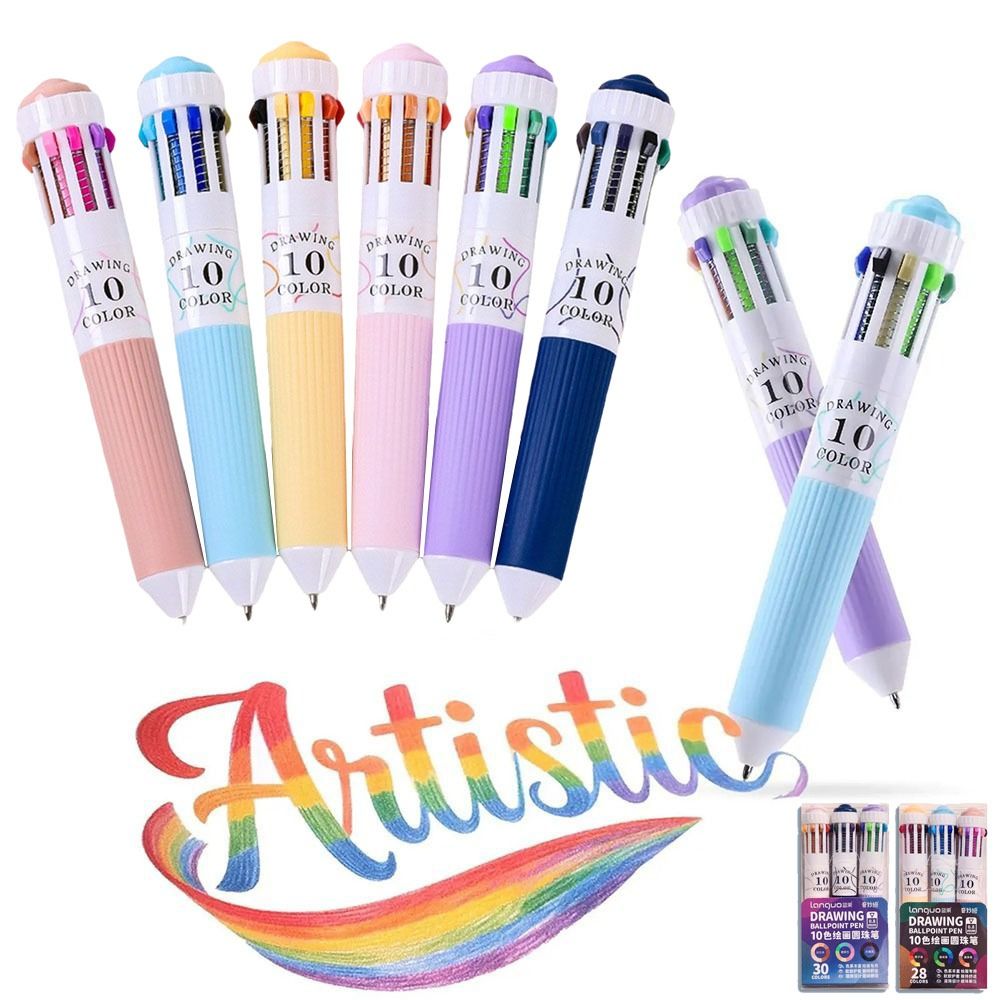 3Pcs/Box Cartoon 10 Color Drawing Ballpoint Pen 0.8mm Colorful ...