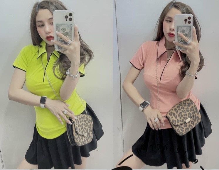 (free ship) Áo thun nữ cổ trụ phối viền siêu hot.