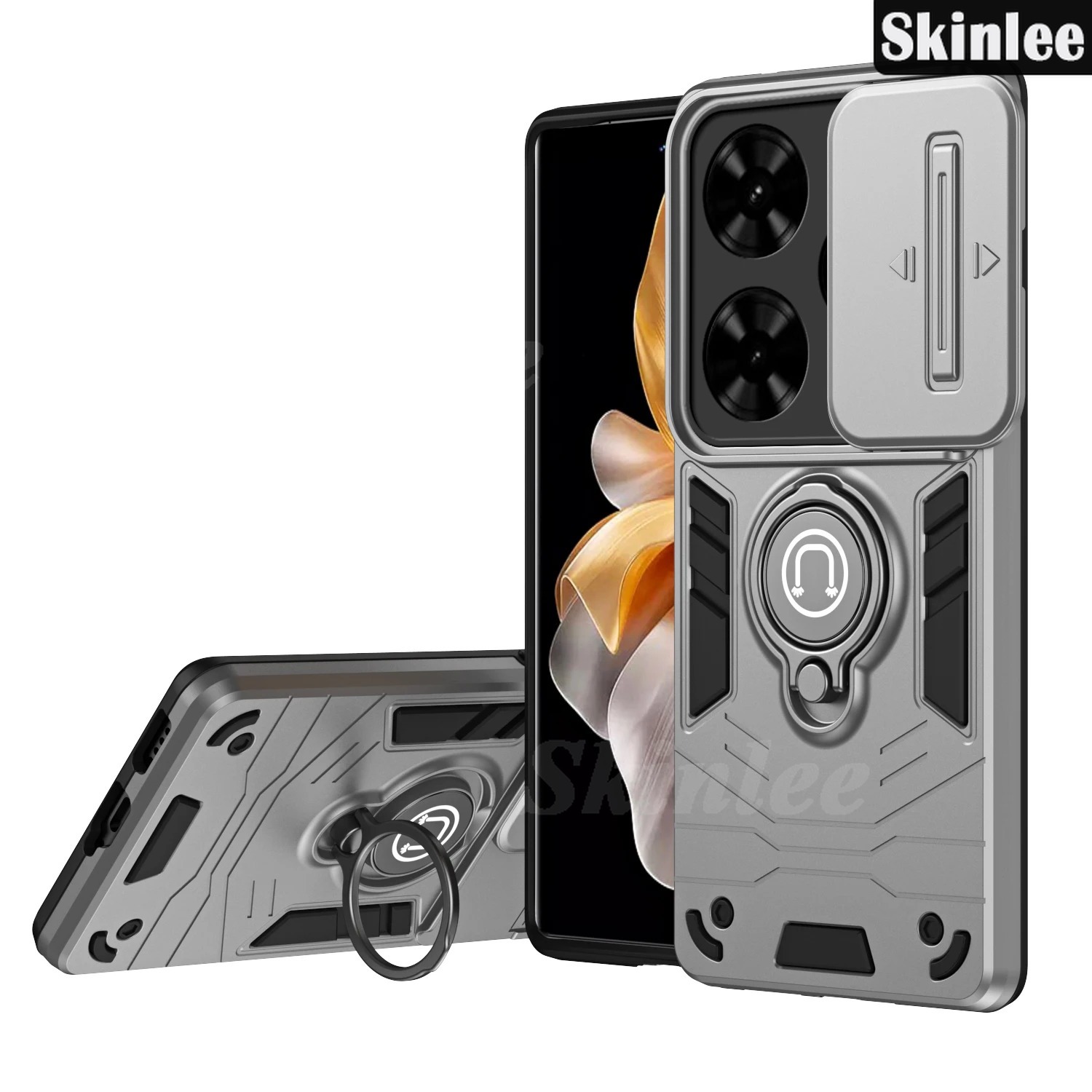 Phone case For infinix Smart 8 Pro Back cover Hard Armor Shockproof Camera Protection Bracket Navigation Holder Ring cover for infinix Smart 8 Plus Cover cases.
