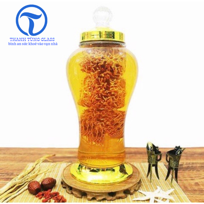 BÌNH NGÂM RƯƠU SÂM THUỶ TINH   Phú Hoà 3 LÍT KHÔNG VAN