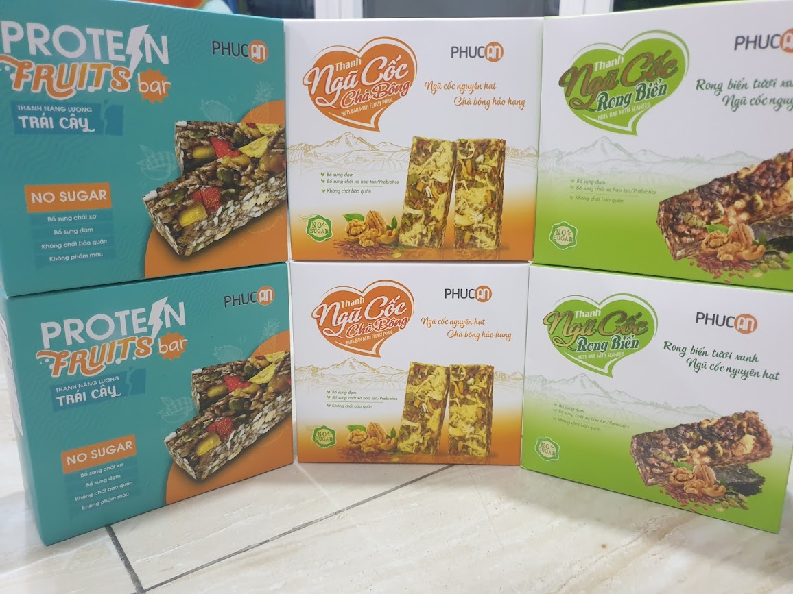 COMBO 6 HỘP BÁNH NGŨ CỐC DINH DƯỠNG PHÚC AN ( Vị CHÀ BÔNG + RONG BIỂN + TRÁI CÂY) - 3 LOẠI X 2 HỘP