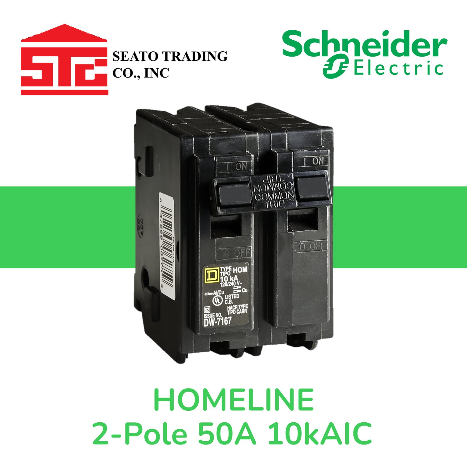 Schneider Square D HomeLine 2-Pole 50A 120/240V 10kAIC Miniature ...