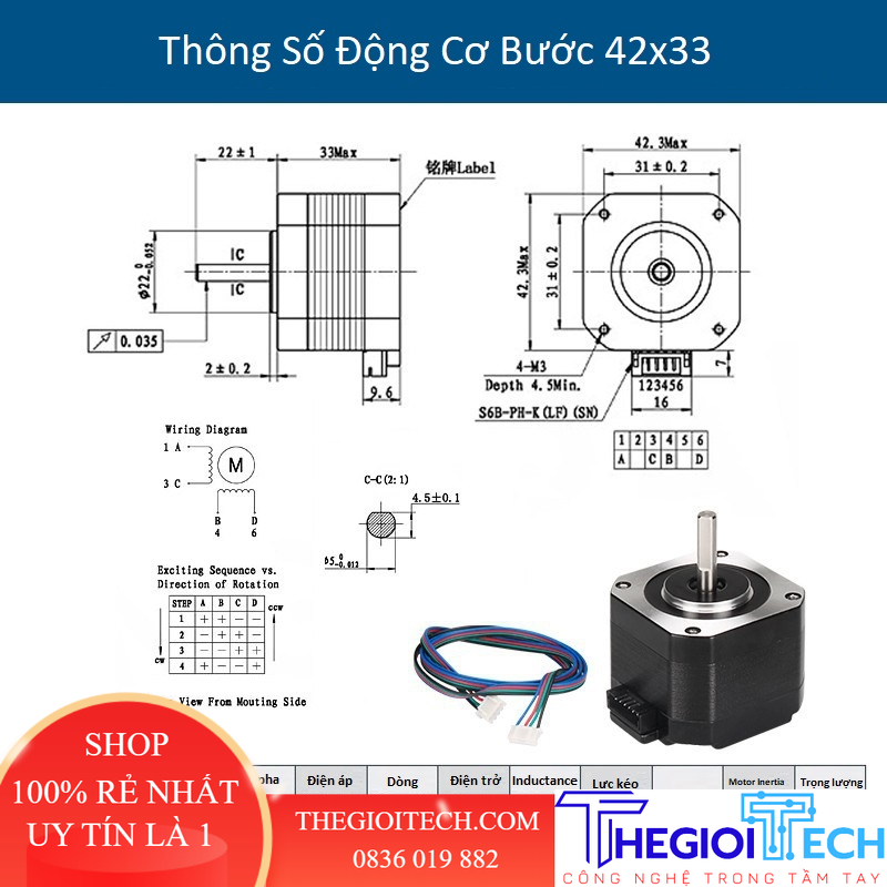 Động cơ bước - Step motor 42 x 34 mới KINGROON