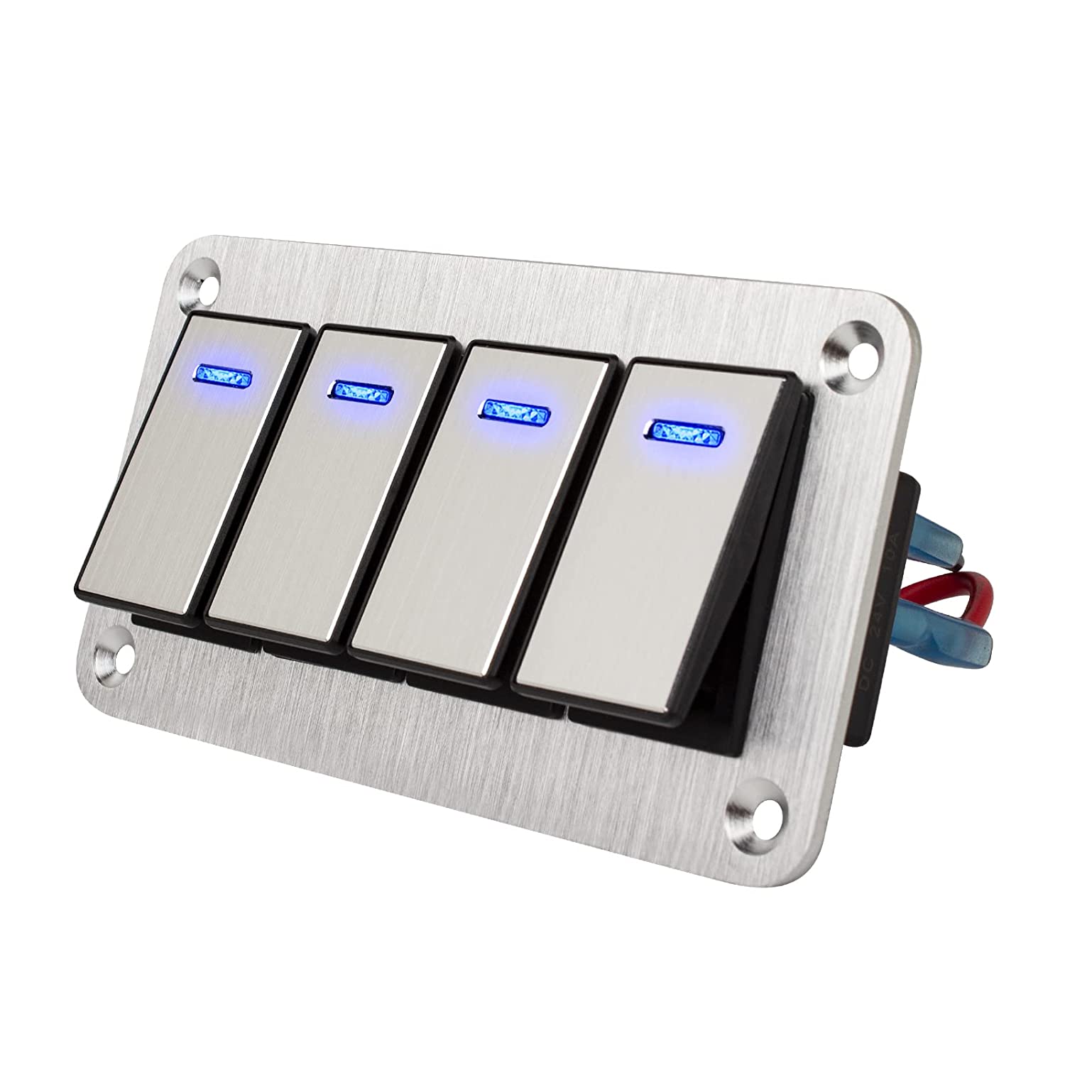 Durable Metal 2-8 Rocker Switch Panel Marine Automotive Switch Panel 12V~24V Overload Protection LED Light High Quality Waterproof Switch Panel Marine RV Rocker Switch Panel