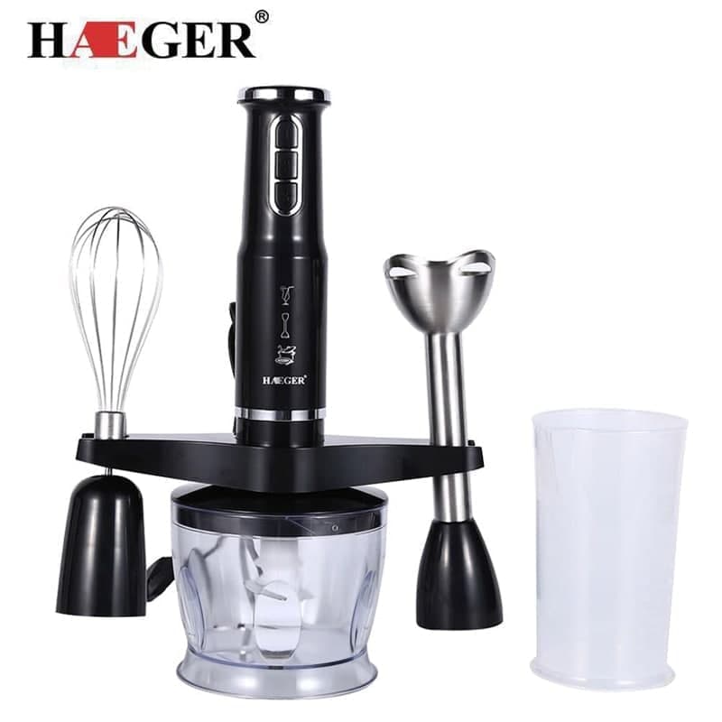 Máy xay sinh tố cầm tay Haeger 600W. Có 3 chế độ xay nhanh : xay thịt,xay sinh tố,xay thức ăn dặm cho bé. Sản phẩm xuất khẩu sang Châu Âu. Bảo hành 12 tháng