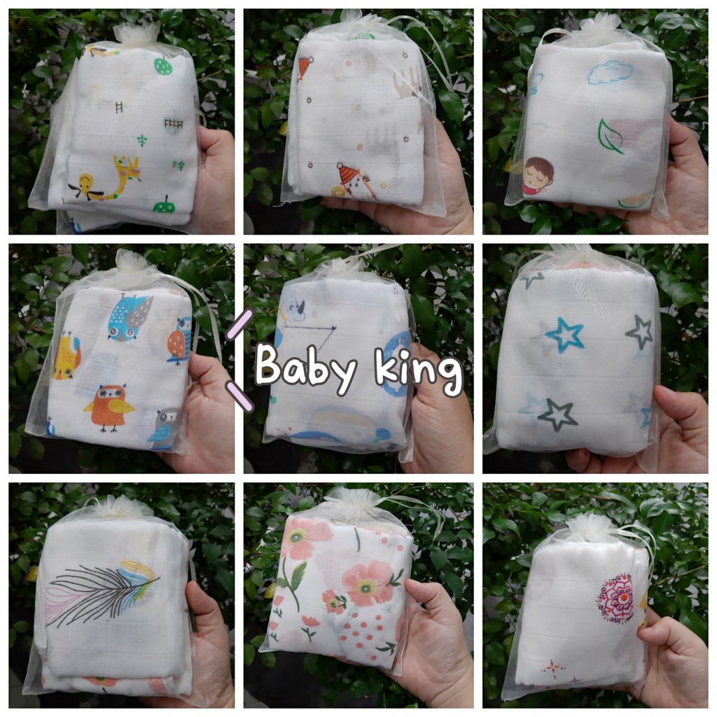 Khăn sữa Aden cotton set 10c túi lưới