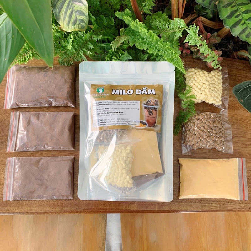 Set Milo Dầm Trân Châu Pudding Trứng Pudding Socola THE GARDEN