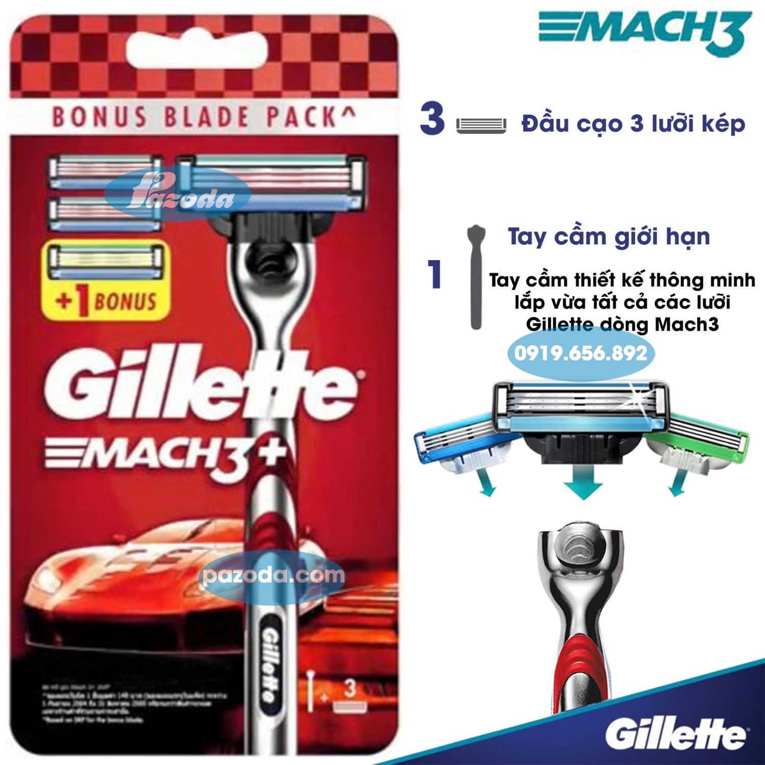 Dao cạo râu 3 lưỡi Gillette Mach 3 /Sensitive /Turbo 3D