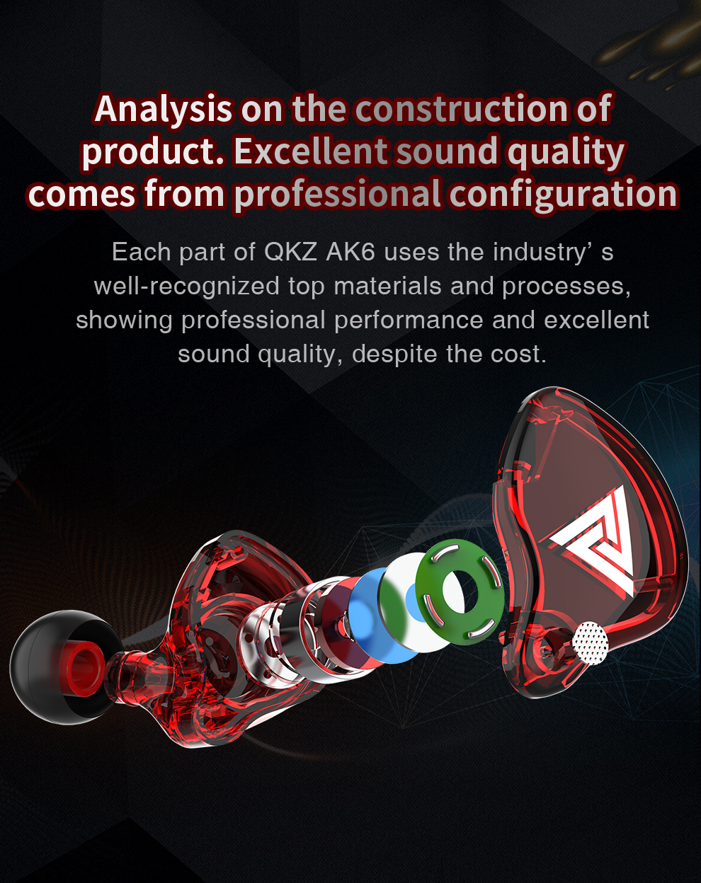 【Daily Deals】 NNBILI QKZ AK6 In Ear Earphone 6 Dynamic Driver Unit Headphone With Mic Stereo Sports HIFI Subwoofer Headset Earbuds.