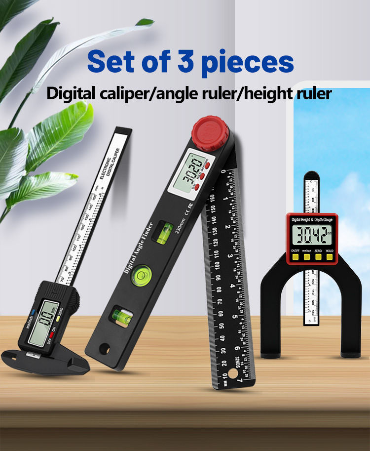 Digital Accurite Ruler NEW 【Too much love!】3piece Set Digital Caliper Level and Angle Ruler ...