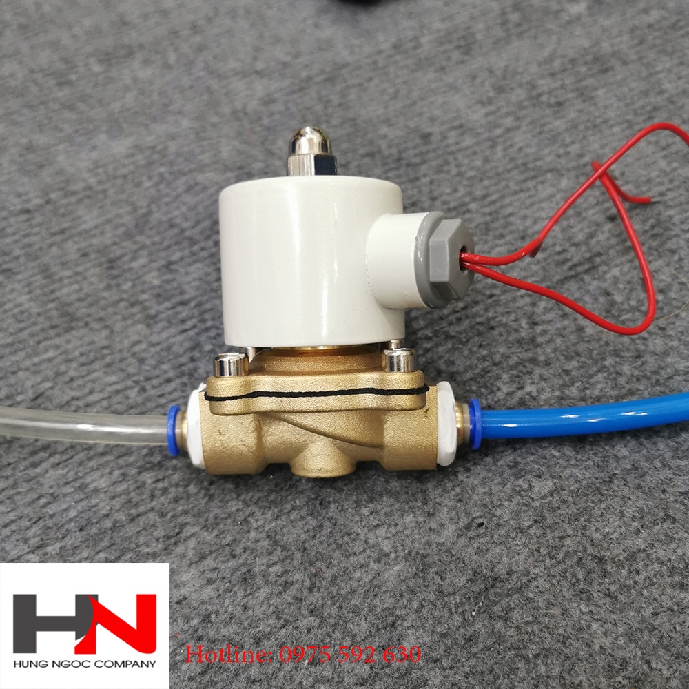 Van điện từ ren 21 điện 220v có sẵn khớp nối ống pu,pe